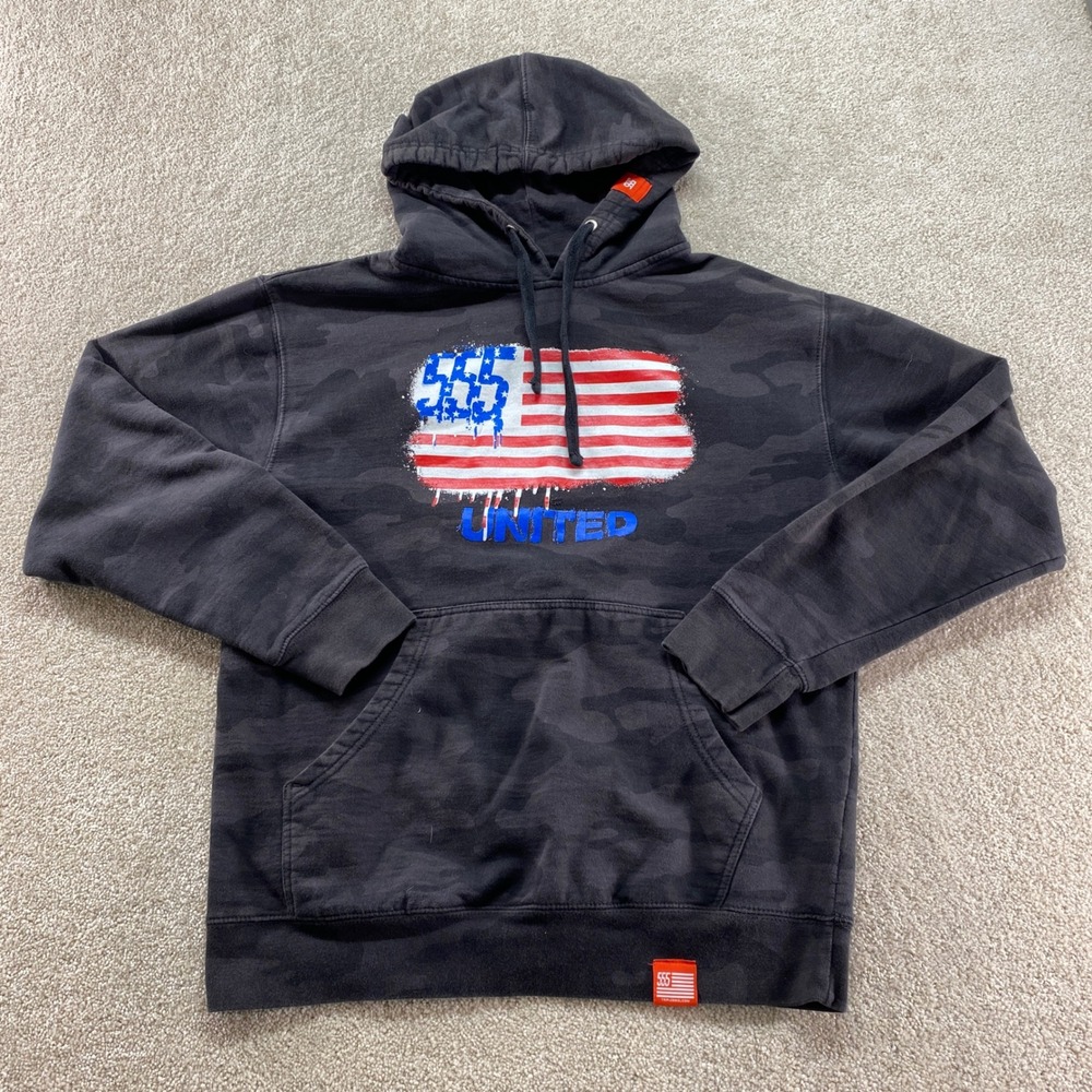 Triple Nikel Hoodie Mens‎ Medium Black Camo United 555 American Flag Sweatshirt